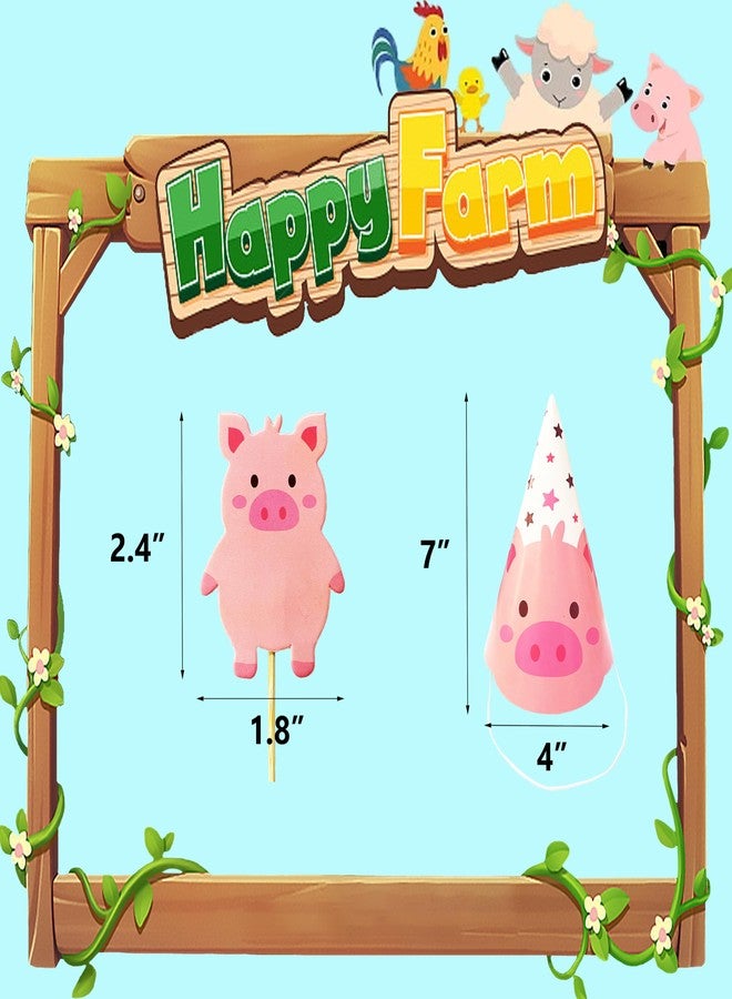 TSJ 24PCS Animal Themed Costume Hats Birthday Party Headband, Farm Cupcake Toppers for Farm Themed Party Favors - Image 5