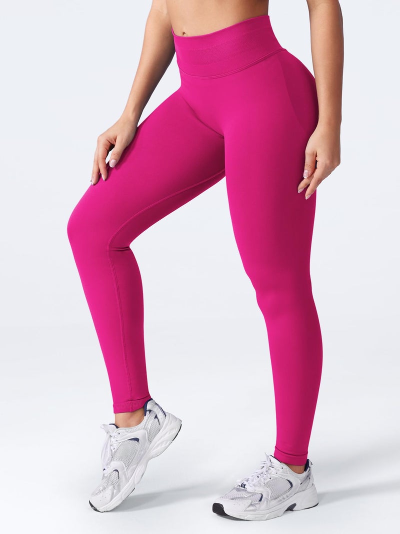 VOYJOY Women Seamless Impact Leggings Scrunch Workout Leggings Medium Waist Tummy Control Butt Lifting Gym Yoga Pants Rose Pink XS - Image 4