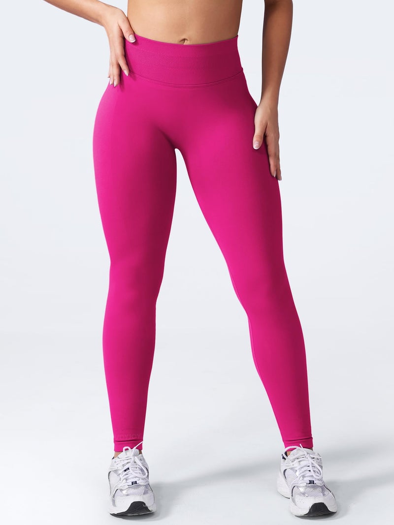 VOYJOY Women Seamless Impact Leggings Scrunch Workout Leggings Medium Waist Tummy Control Butt Lifting Gym Yoga Pants Rose Pink XS - Image 3