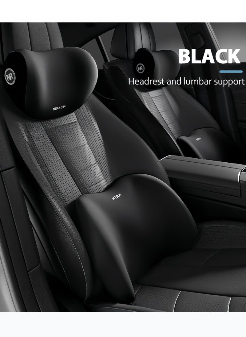 Nira Memory Foam Car Headrest & Lumbar Support Pillow Set, Ergonomic Neck & Back Cushion for Driving - Image 2