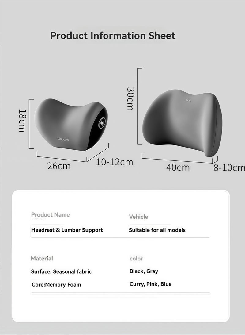 Nira Memory Foam Car Headrest & Lumbar Support Pillow Set, Ergonomic Neck & Back Cushion for Driving - Image 4