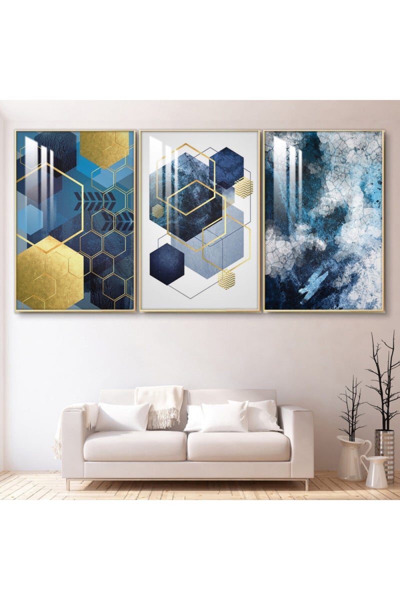 ماركتنا ثلاث لوحات جدارية خشبية بإطار وطبقة أكريليك شفافة - Image 1