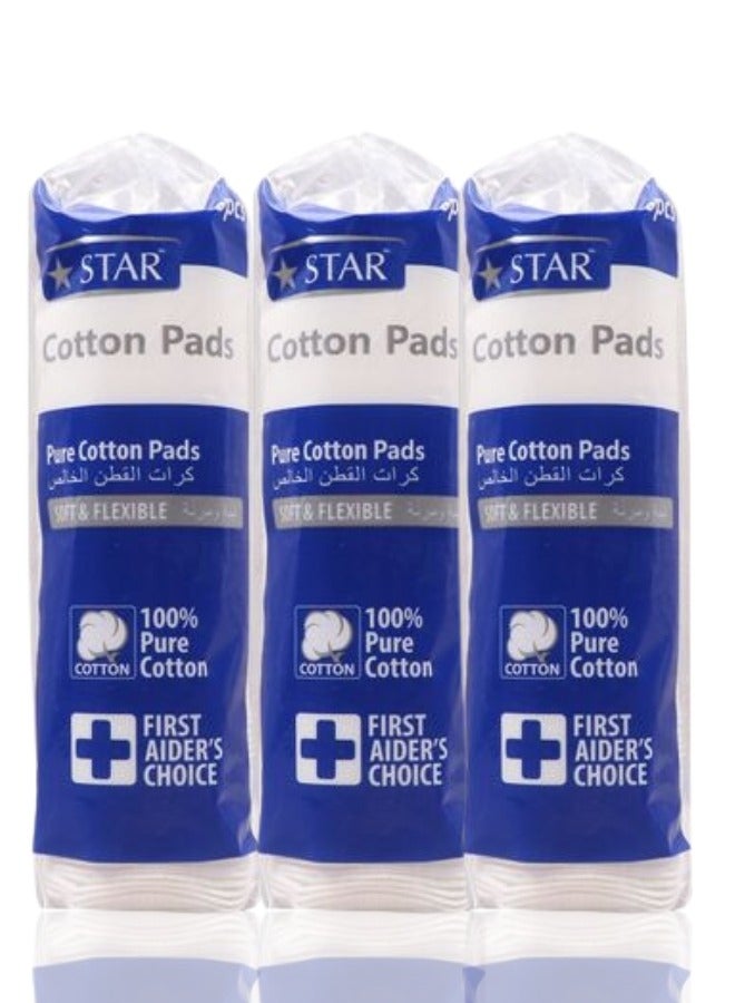 Star Cotton pads white For Face And Body ( 3 pack of 80 PCS)