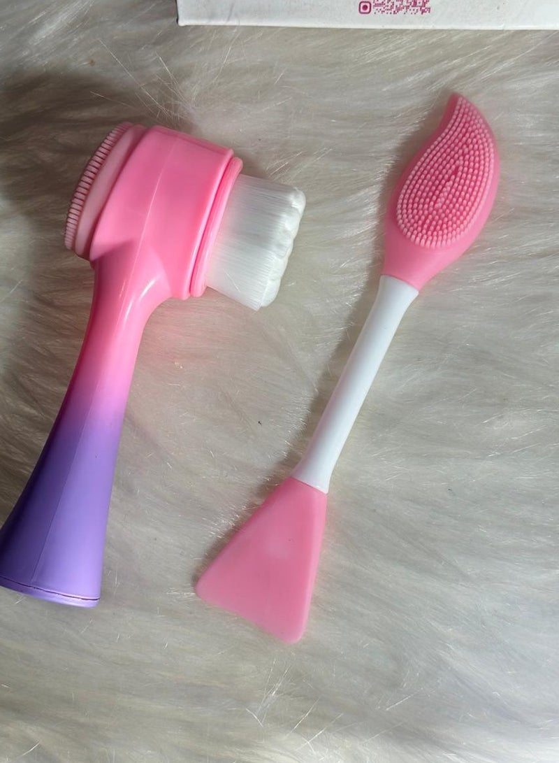 Generic maya accessories face Brush - Manual Facial Cleansing, 1Pcs Double Side Skin Care Facial Cleaning Brush,with Silicone Face Mask Brush And Mud Mask Applicator (2PCS) - Image 1