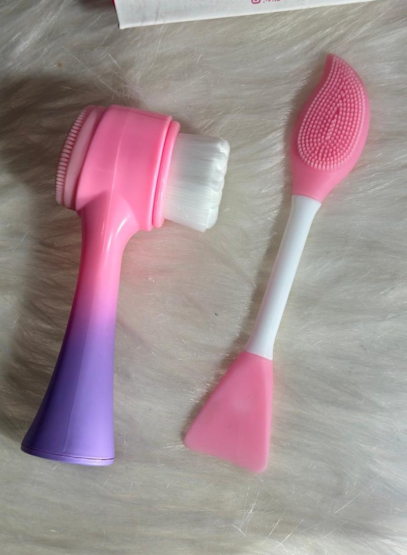 Generic maya accessories face Brush - Manual Facial Cleansing, 1Pcs Double Side Skin Care Facial Cleaning Brush,with Silicone Face Mask Brush And Mud Mask Applicator (2PCS) - Image 2
