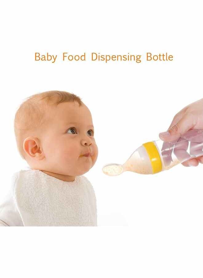 Leak-proof Food Dispensing Silicone Baby Feeding Bottle and Spoon, Yellow/Clear  - Image 4