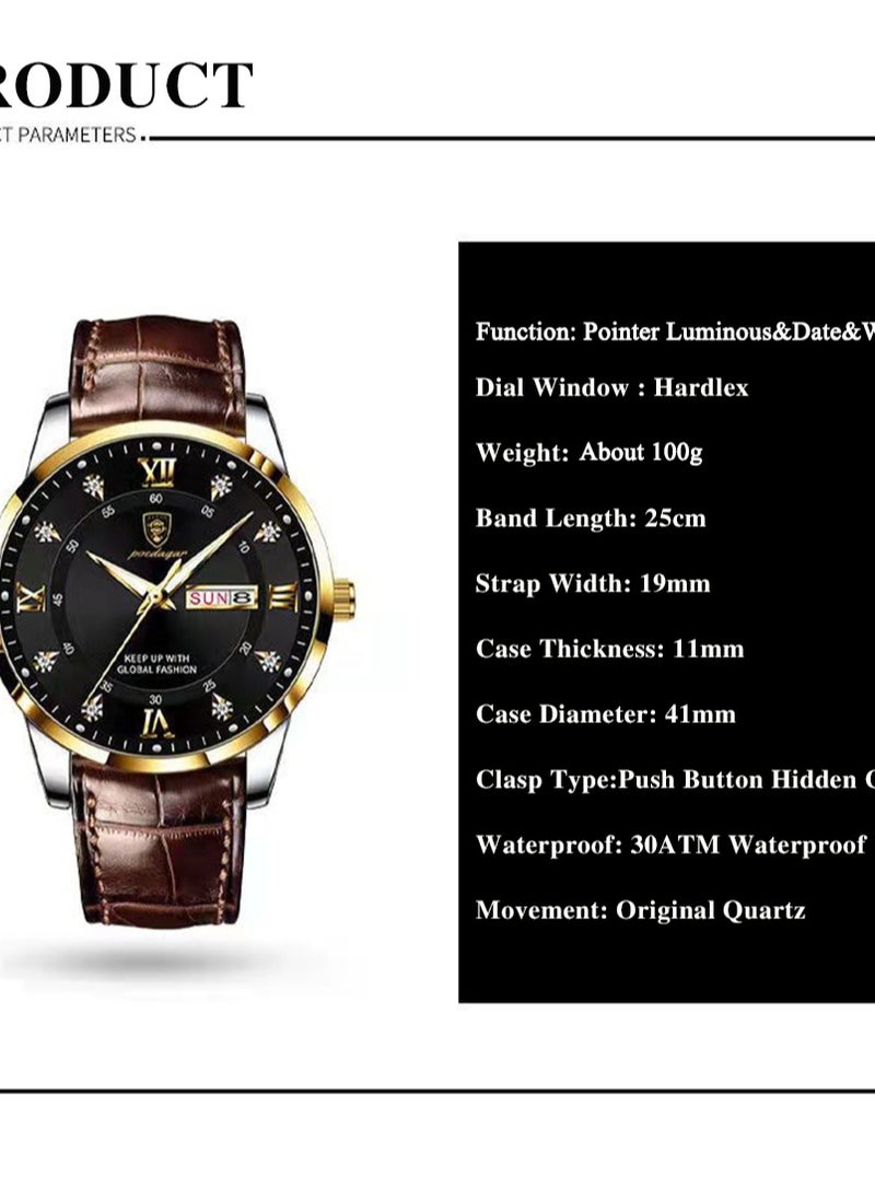 POEDAGAR - Men's Water Resistant Analog Watch - Image 1