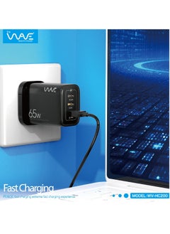 Wave Wave Charge Pro 65W: Versatile Triple-Port Fast Charger with 20W PD, 18W QC, and 65W PD for Rapid Charging Across Multiple Devices  - Image 1