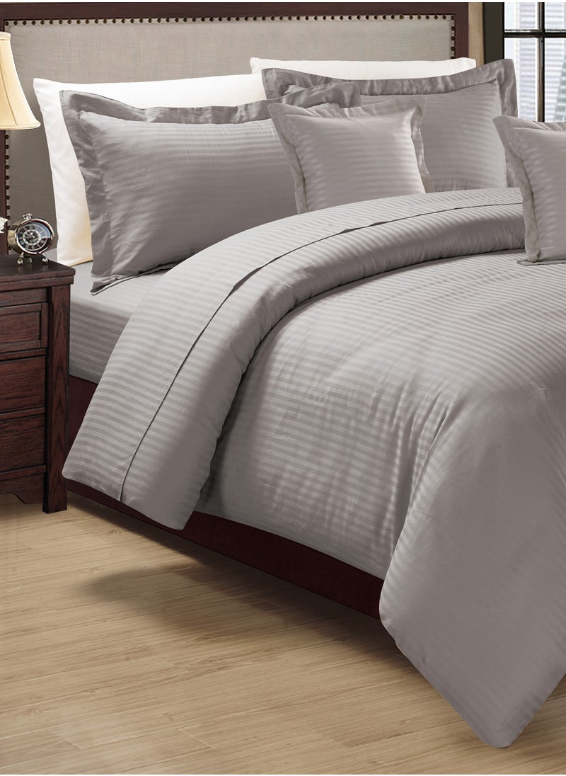 Moon - 4 Pieces Hotel Stripe Single Size 160x210Cm Comforter Set Bedding Set for All Season Includes 1Comforter 1Bedsheet 1Pillow Shams and 1Cushion cases - Image 1
