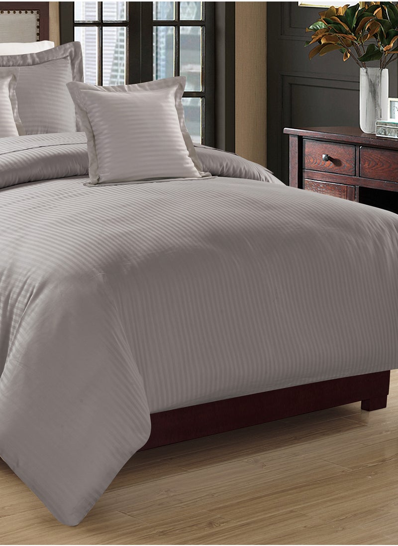 Moon - 4 Pieces Hotel Stripe Single Size 160x210Cm Comforter Set Bedding Set for All Season Includes 1Comforter 1Bedsheet 1Pillow Shams and 1Cushion cases - Image 1