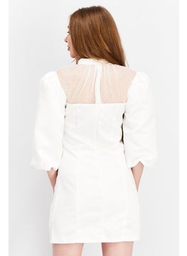 Collective The Label Women Textured High Neck Mini Dress, White  - Image 2