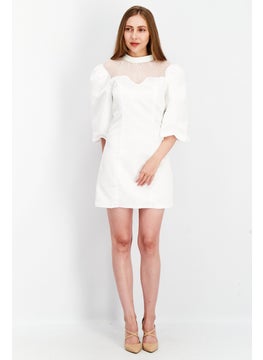 Collective The Label Women Textured High Neck Mini Dress, White  - Image 4