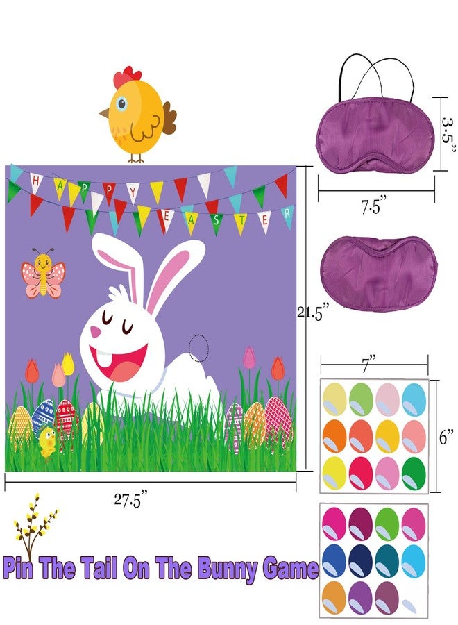 Funnlot Easter Games for Kids Pin The Tail on The Bunny with 24 Stickers Easter Party Games Easter Rabbit Game for Easter Party Decorations Easter Egg Hunt Activities - Image 2
