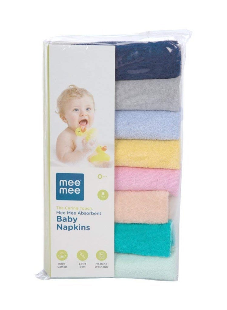 Mee Mee Premium Baby Napkin | Washcloth for New Born, Washable, Reusable, Absorbent, Soft Face Towels Multicolor (PK-8) - Image 1