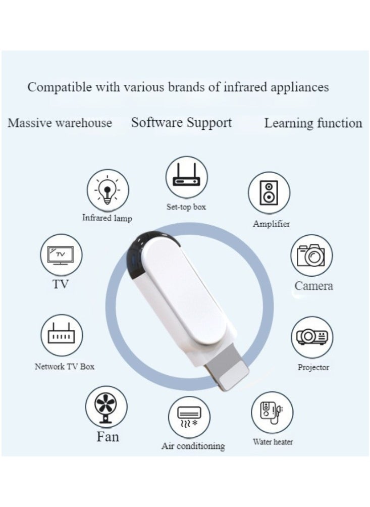 Generic Mini smartphone infrared remote control adapter, suitable for infrared universal remote control all-around air conditioning/TV, smart infrared remote control Type-C universal (suitable for lighting, white)  - Image 4