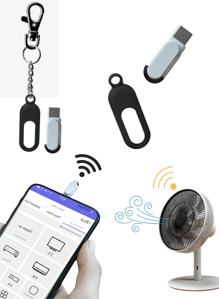 Mini smartphone infrared remote control adapter, suitable for infrared universal remote control all-around air conditioning/TV, smart infrared remote control Type-C universal (suitable for lighting, white)  - Image 1