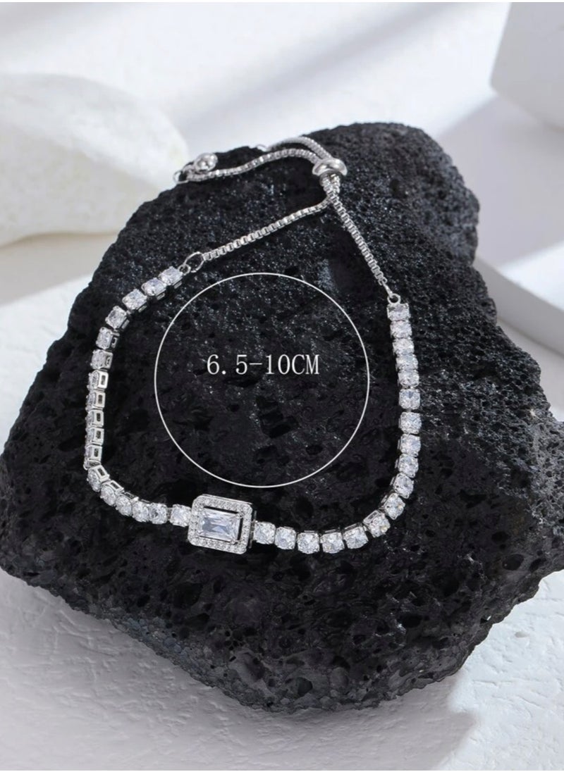 Equal - Luxury & Elegant Women's Silver Plated Bracelet Cubic Zirconia - Image 1