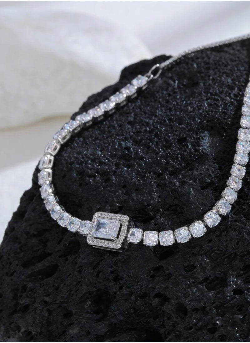 Equal - Luxury & Elegant Women's Silver Plated Bracelet Cubic Zirconia - Image 1