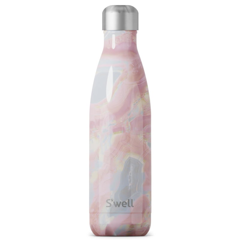 S'well Swell Stainless Steel Water Bottle 17oz Geode Rose Triple Layered Vacuum Insulated Containers Keeps Drinks Cold for 36 Hours and Hot for 18 BPA Free Perfect for On the Go 