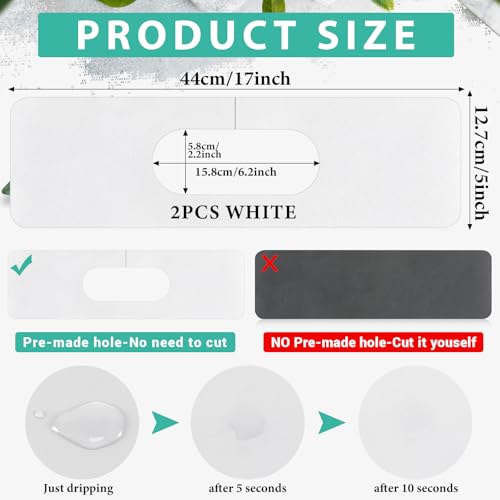 Tioncy 2 Pcs Faucet Mat Sink Splash Guard Ovalhole Oval Splash Pad for Kitchen Sink Oval Base Diatomite Faucet Mat for Bathroom Absorbent Mat Splatter Screens White - Image 3