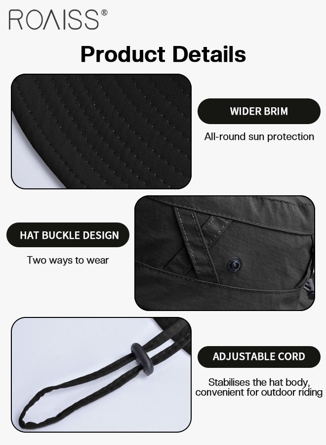 roaiss Wide Brim Sunscreen Bucket Hat for Men Women , UPF 50+ Fishing & Bucket Hat Sun Protection Beach Sun Hat for Hiking Camping Safari Adjustable Size - Image 4