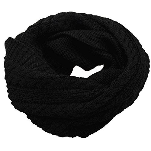 NEOSAN Womens Thick Ribbed Knit Winter Infinity Circle Loop Scarf Crochet Black - Image 1