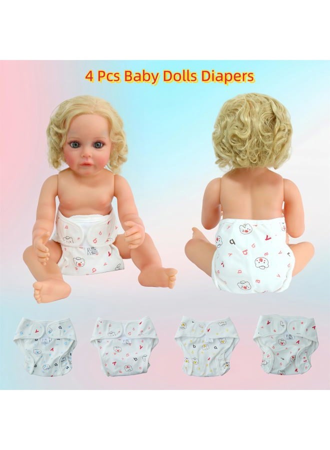 MAIHAO Reborn Baby Dolls Diapers for 17-22 Inch Newborn Baby Doll Diapers Reusable Adjustable Velcro 4-Piece Cute Bear Outfit Accessories - Image 5