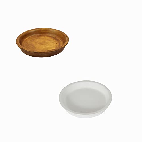 Lasaki Round Ceramic Bottom Tray/Plate for Planter (3.5-inch, Set of 2) R3.5 | Dripping Tray for Pots & Succulents | Indoor & Outdoor Planters Home Garden Décor | Plants Not Included - Image 1