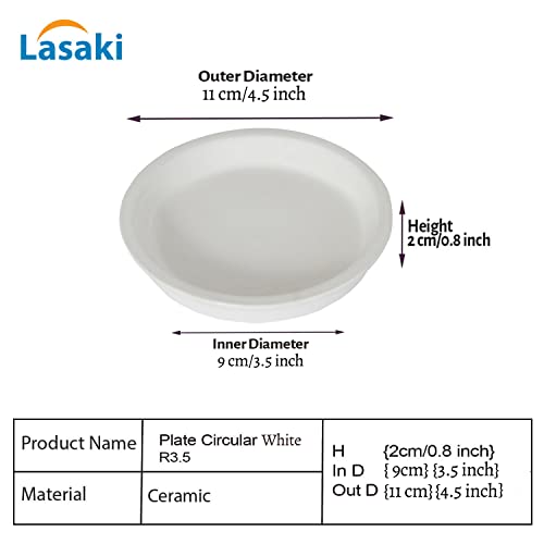 Lasaki Round Ceramic Bottom Tray/Plate for Planter (3.5-inch, Set of 2) R3.5 | Dripping Tray for Pots & Succulents | Indoor & Outdoor Planters Home Garden Décor | Plants Not Included - Image 3