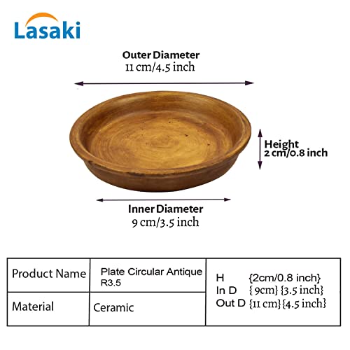 Lasaki Round Ceramic Bottom Tray/Plate for Planter (3.5-inch, Set of 2) R3.5 | Dripping Tray for Pots & Succulents | Indoor & Outdoor Planters Home Garden Décor | Plants Not Included - Image 2