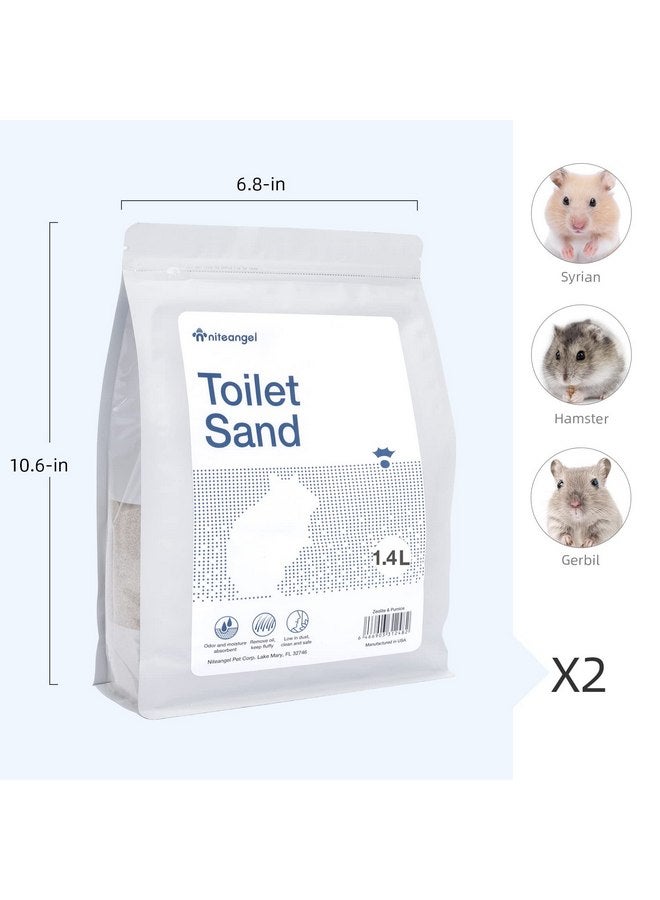 Niteangel Training Litter Potty Sand - Hamster Sand Bath for Syrian Dwarf Hamsters Gerbils Mice Lemming Degus or Other Small-Sized Pets ((1.4 L X 2 - Blue Label) - Image 2
