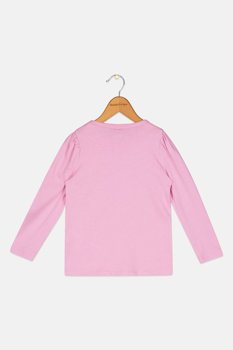 NAME IT بلوزة طويلة الأكمام مطبوعة للأطفال البنات، وردي - Image 2