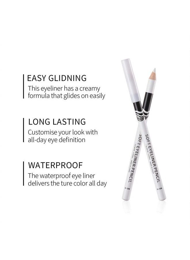 12 Packs White Eyeliner Pencil Smooth Waterproof Long Lasting Highlight Silkworm Eye Liner Pen Brighten Eyebrow Makeup