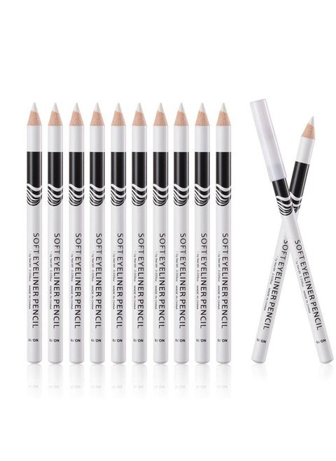 12 Packs White Eyeliner Pencil Smooth Waterproof Long Lasting Highlight Silkworm Eye Liner Pen Brighten Eyebrow Makeup