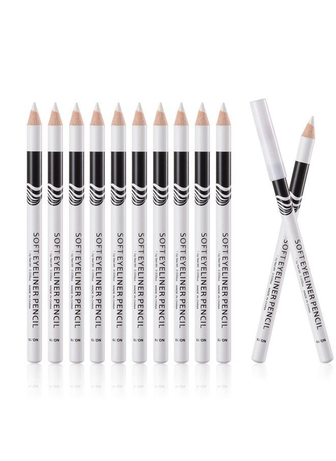 12 Packs White Eyeliner Pencil Smooth Waterproof Long Lasting Highlight Silkworm Eye Liner Pen Brighten Eyebrow Makeup