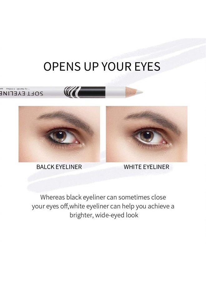 12 Packs White Eyeliner Pencil Smooth Waterproof Long Lasting Highlight Silkworm Eye Liner Pen Brighten Eyebrow Makeup