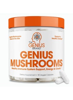 Genius Mushroom - Lions Mane, Cordyceps and Reishi - Immune System Booster & Nootropic Brain Supplement - for Natural Energy, Memory & Liver Support, 90 Veggie Pills