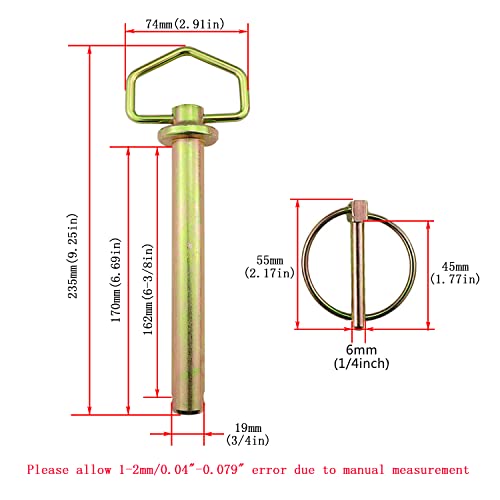 NRC&XRC Hitch Pin with Chain Accessories for Tractors, 3/4 by 6-1/4-Inch - Image 2