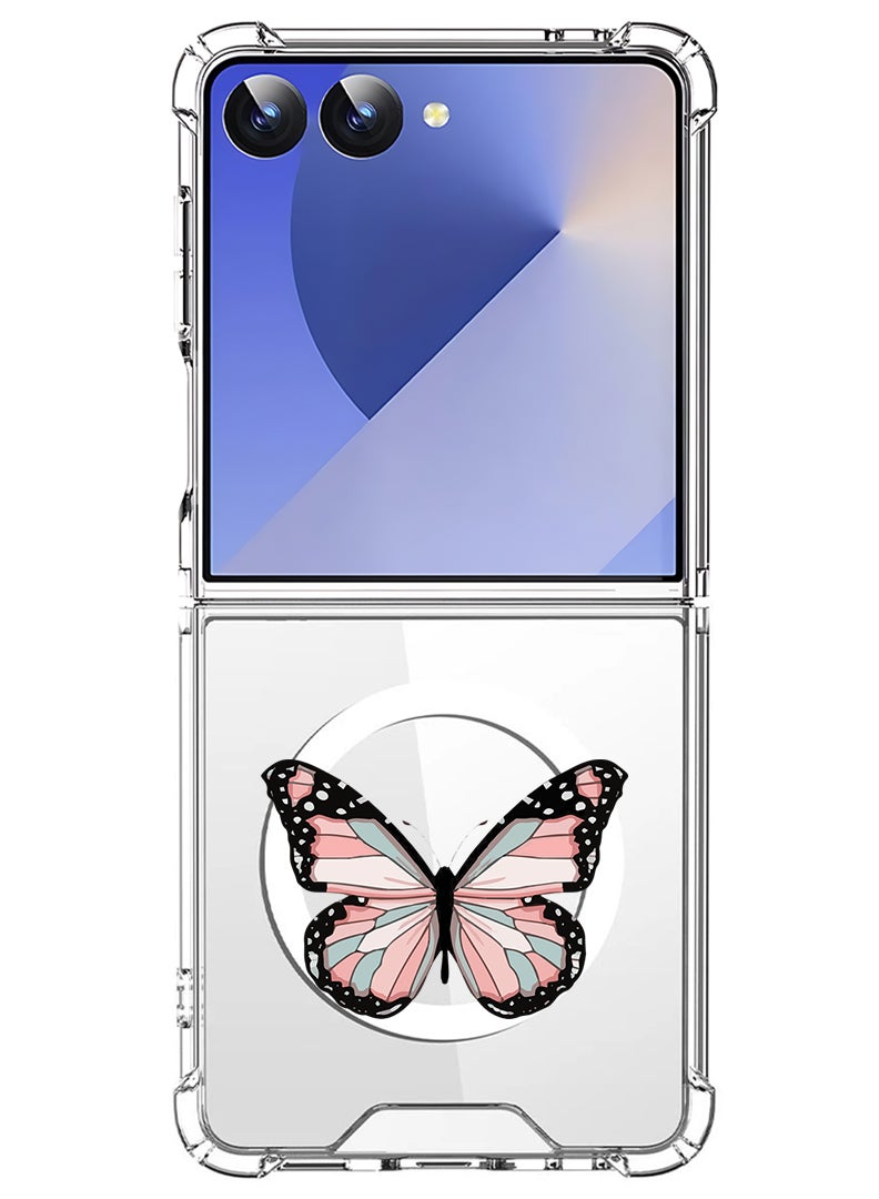 Theodor Magnetic Case for Samsung Galaxy Z Flip 7 Compatible with MagSafe Wireless Charging, Shockproof Phone Bumper Cover Butterfly-01 - Image 1