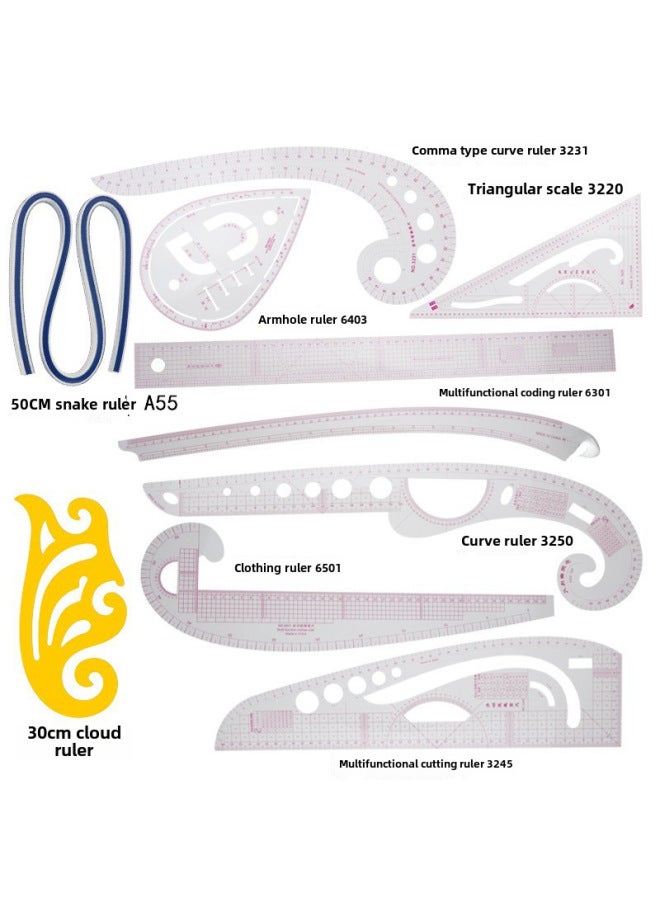 Thumb Clothing Ruler Cutting Ruler Sleeve Cage Ruler Ruler Curve Ruler Button Arc Ruler Set - Image 1