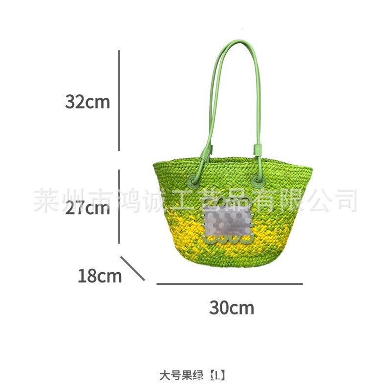 Wooden portable large-capacity tote bag French slung summer beach holiday food basket women''s bag wholesale - Image 1