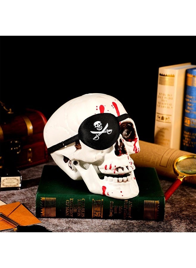 Satinior 6 Pieces Pirate Eye Patch Black One Eye Skull Patch Pirate Captain Eye Patch Skull Crossbone Eye Patch 3D Adjustable Single Eye Patch Eye Mask for Adults Kids Party Favors Decorations