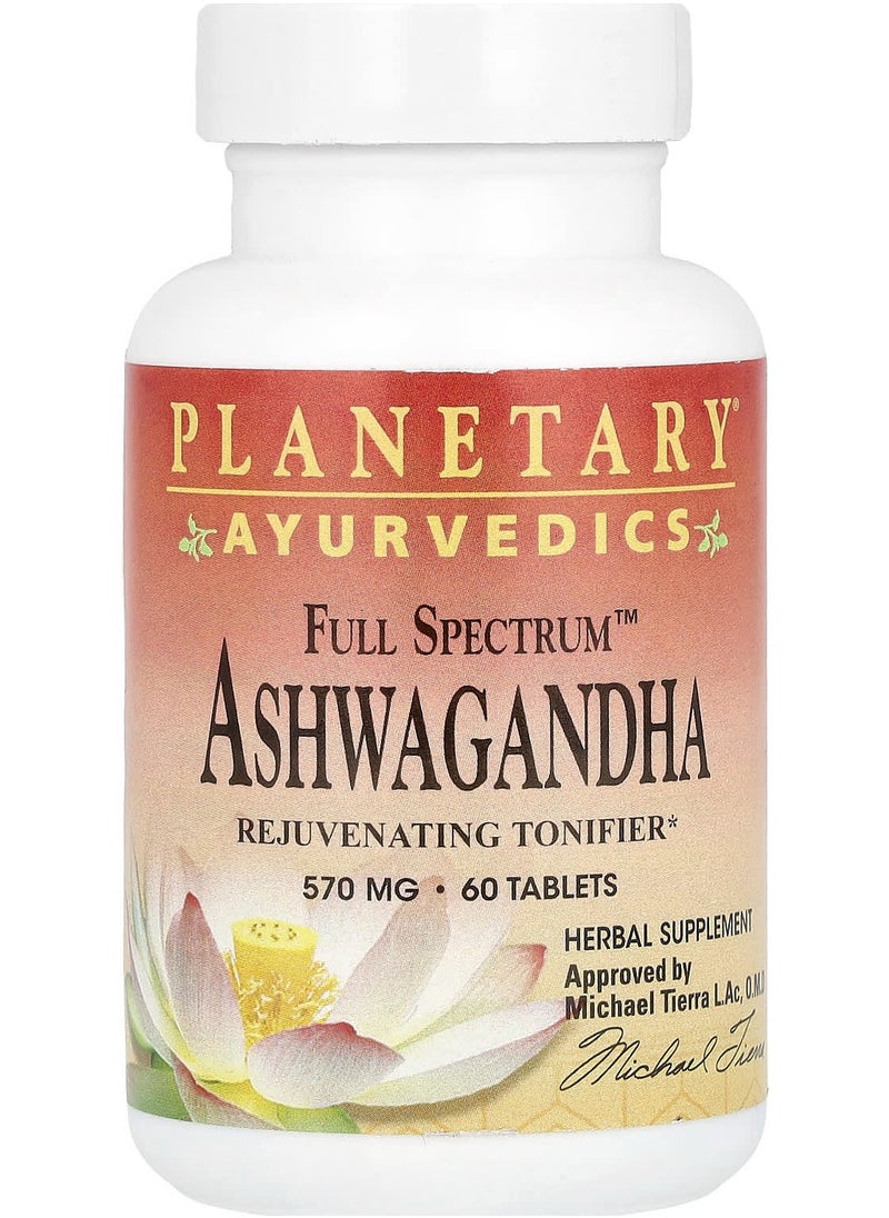 PLANETARY HERBALS Ayurvedics, Full Spectrum Ashwangandha, 570 mg, 60 Tablets 