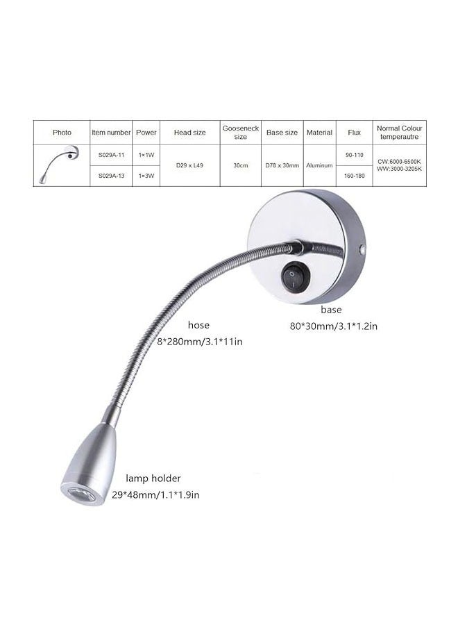 Gooseneck hose LED wall lamp reading light, suitable for hotel bedroom bedside table reading light hose spotlight - Image 3