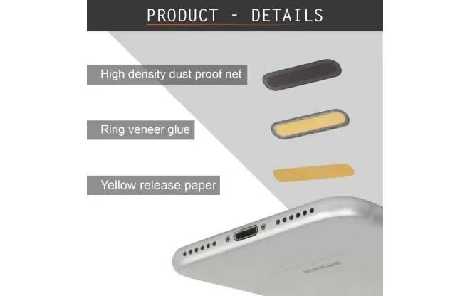 Unical مجموعة ملصقات حماية مكبر صوت آيفون من يونيكال، شبكة حماية مكبر الصوت مع مجموعة تنظيف لحماية مكبر الصوت من الغبار (10 قطع، قماش أسود) - Image 2