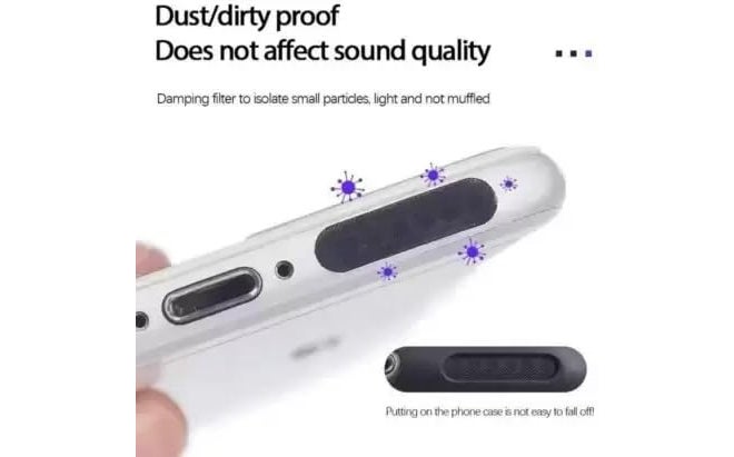 Unical مجموعة ملصقات حماية مكبر صوت آيفون من يونيكال، شبكة حماية مكبر الصوت مع مجموعة تنظيف لحماية مكبر الصوت من الغبار (10 قطع، قماش أسود) - Image 3