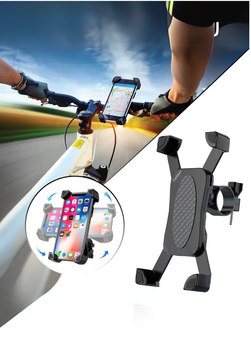 Earldom Universal 360° Rotating Shock-Absorbing Motorcycle & Bicycle Phone Holder – Adjustable Mount for iPhone, Samsung, Huawei, Xiaomi & More | Black  - Image 1