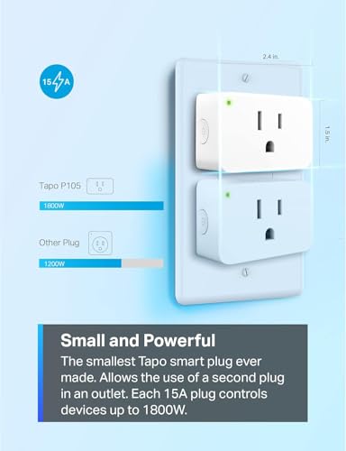 tapo TP-Link Tapo Smart Plug Mini 15A, Smart Home Wi-Fi Plug, Super Easy Setup, Compatible with Alexa & Google Home, No Hub Required, UL Certified, 2.4G WiFi Only, White, Tapo P105(4-Pack) - Image 5