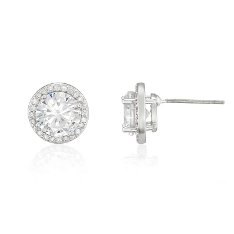BUCKLEY LONDON BUCKLEY LONDON THE CARAT COLLECTION - CLEAR HALO SOLITAIRE EARRINGS