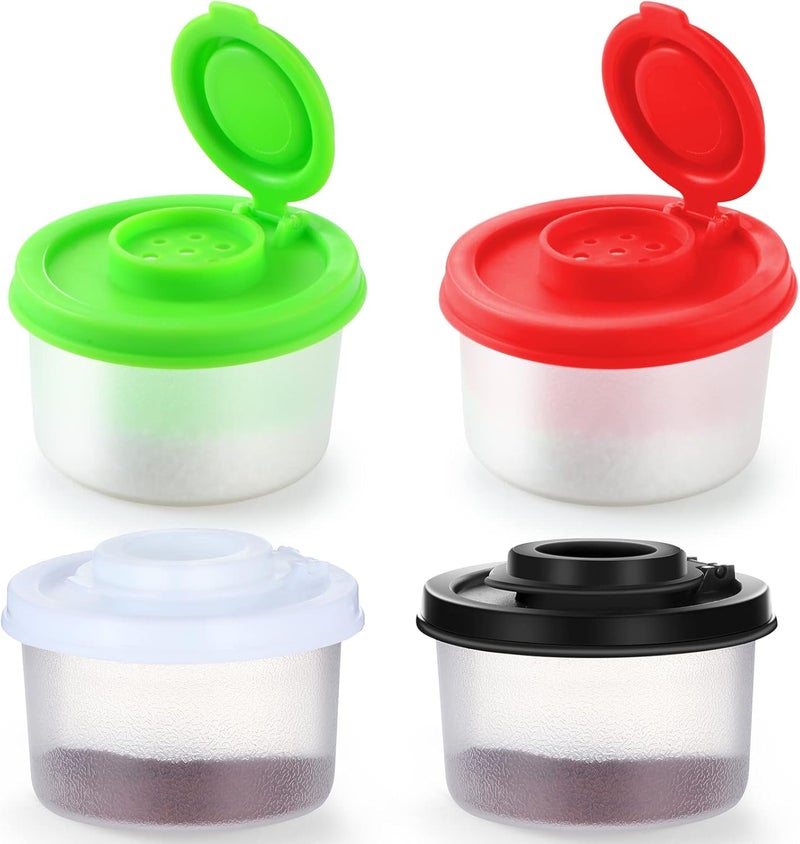 Aedida 4 Pcs Salt and Pepper Shakers Set Mini Plastic Pepper Shaker with Lid Damp Proof Popcorn Containers Clear Spice Jars Salt Shaker for Travel Camping Picnic Lunch Dining Kitchen (Colorful, Small) - Image 1